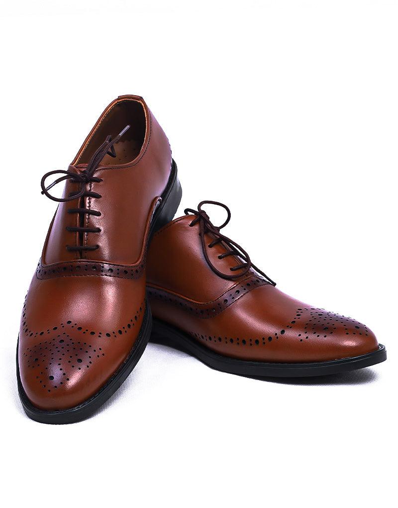 Oryol LD-076 | Pure Leather Laser Cut Oxford, Hand Crafted Shoes | Mustard Rubber Sole - Lamdore