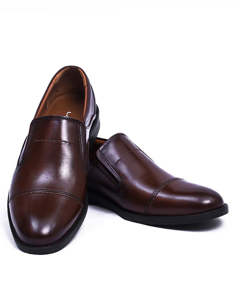 Eclat LD-082 | Pure Leather Direct Slip On, Hand Crafted Shoes | Brown, Rubber Sole - Lamdore