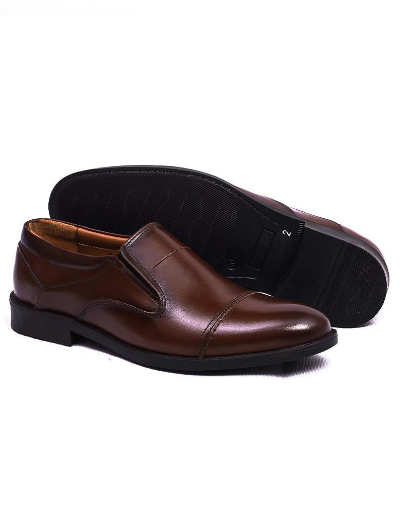 Eclat LD-082 | Pure Leather Direct Slip On, Hand Crafted Shoes | Brown, Rubber Sole - Lamdore