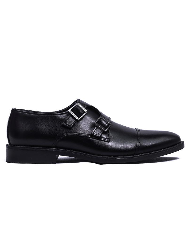 Etoile LD-033 | Pure Leather Monk Strap, Hand Crafted Shoes | Black, Rubber Sole - Lamdore