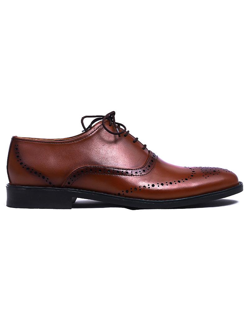 Oryol LD-076 | Pure Leather Laser Cut Oxford, Hand Crafted Shoes | Mustard Rubber Sole - Lamdore