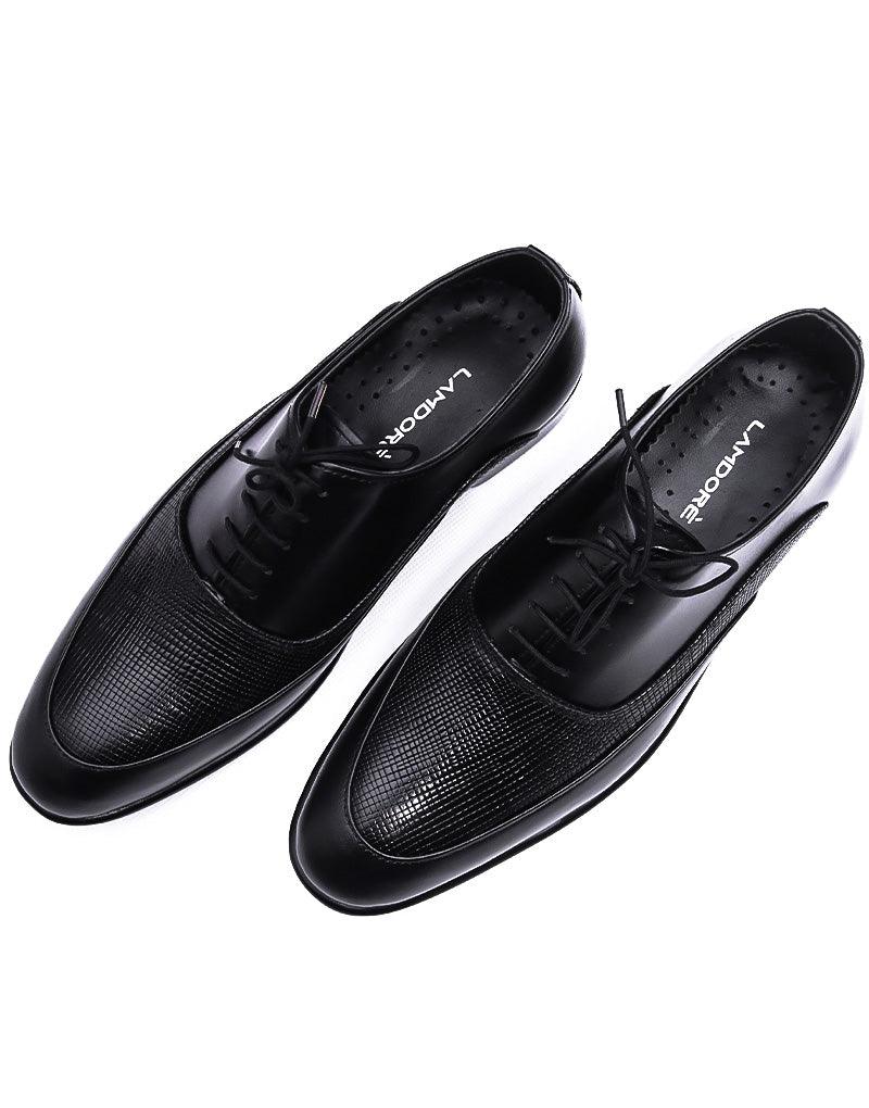 Fulmine LD-011 | Pure Leather Oxford Office Official, Hand Crafted Shoes | Black, Leather Sole - Lamdore