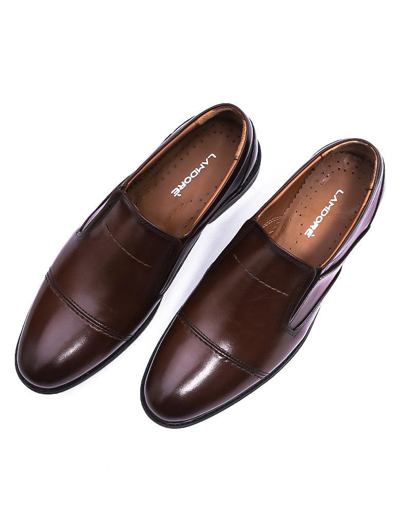 Eclat LD-082 | Pure Leather Direct Slip On, Hand Crafted Shoes | Brown, Rubber Sole - Lamdore