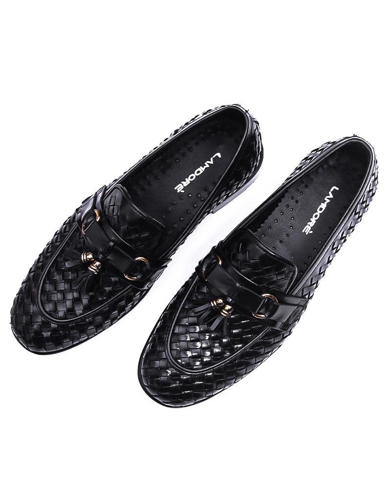 Intrepido LD-042 | Pure Leather Full Parowi, Hand Crafted Shoes | Black, Leather Sole - Lamdore